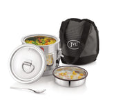 JVL Classicware Stainless Steel Insulated Hot Lunch Jar | Double-Wall | Leak-Proof | Spoon & Carry Bag