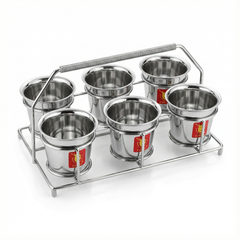 Fawn Stainless Steel Coffee Glass Set 6 Pieces with Stand