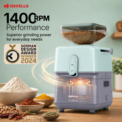 Havells Nutrigrind Atta Mill 400W Stone Grain Mill | 1400 RPM Dry Grinding | Flour, Spice & Grain Grinder