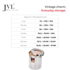 JVL Classic Tin Stainless Steel Storage Container with See-Through Lid