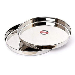 Embassy Coil Khumcha / Dinner Plate, Size 10, 26.4 cms (Pack of 2, Stainless Steel)