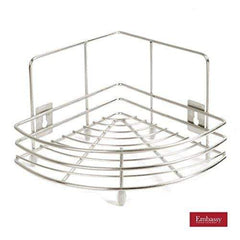 Embassy Corner Stand, Small - Single (1-Tier), 23x17 cms, Stainless Steel (Multipurpose Storage Rack / Shelf - Kitchen, Bathroom etc.)
