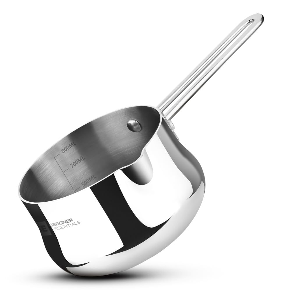 Bergner Essentials Balaji Tri-Ply Stainless Steel Coffee/Milk Warmer Pot, Induction Friendly, 5-Year Warranty