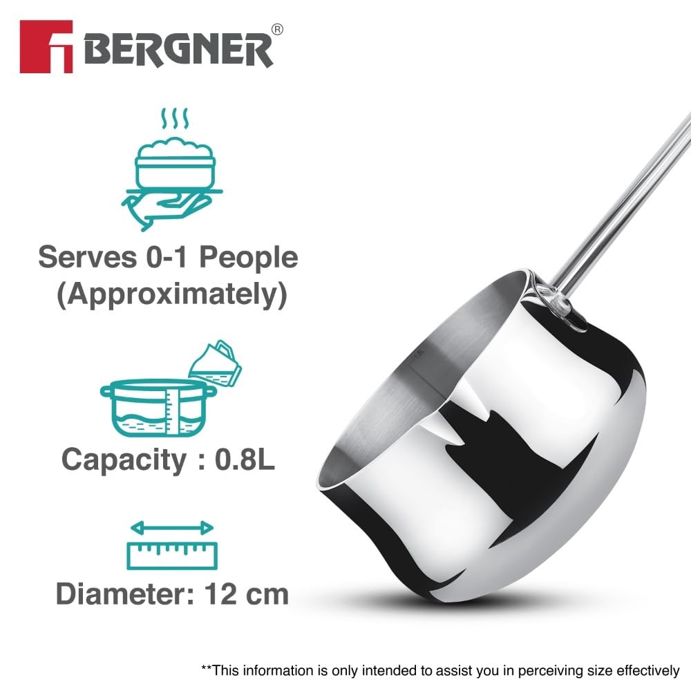 Bergner Essentials Balaji Tri-Ply Stainless Steel Coffee/Milk Warmer Pot, Induction Friendly, 5-Year Warranty