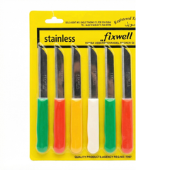 Fixwell 6-Piece Stainless Steel Knife Set with Fine Serrations for Vegetables & Fruits