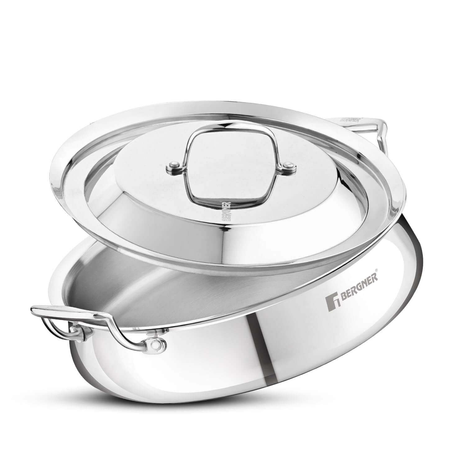 Bergner Argent Samsara Triply Stainless Steel Biryani Handi with Lid - Induction Compatible Cookware