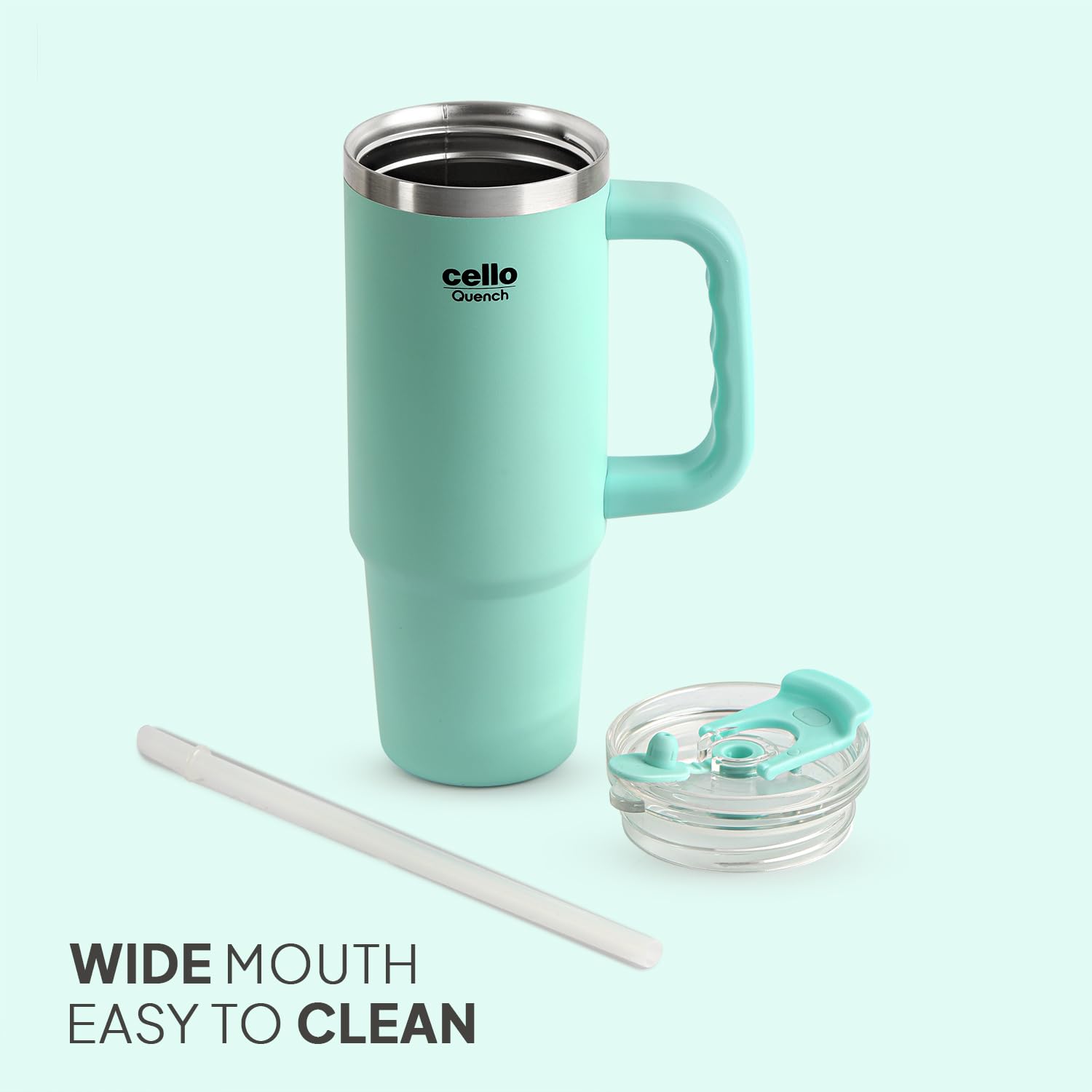 Cello Quench Insulated Stainless Steel Tumbler 550ml with Straw & Handle