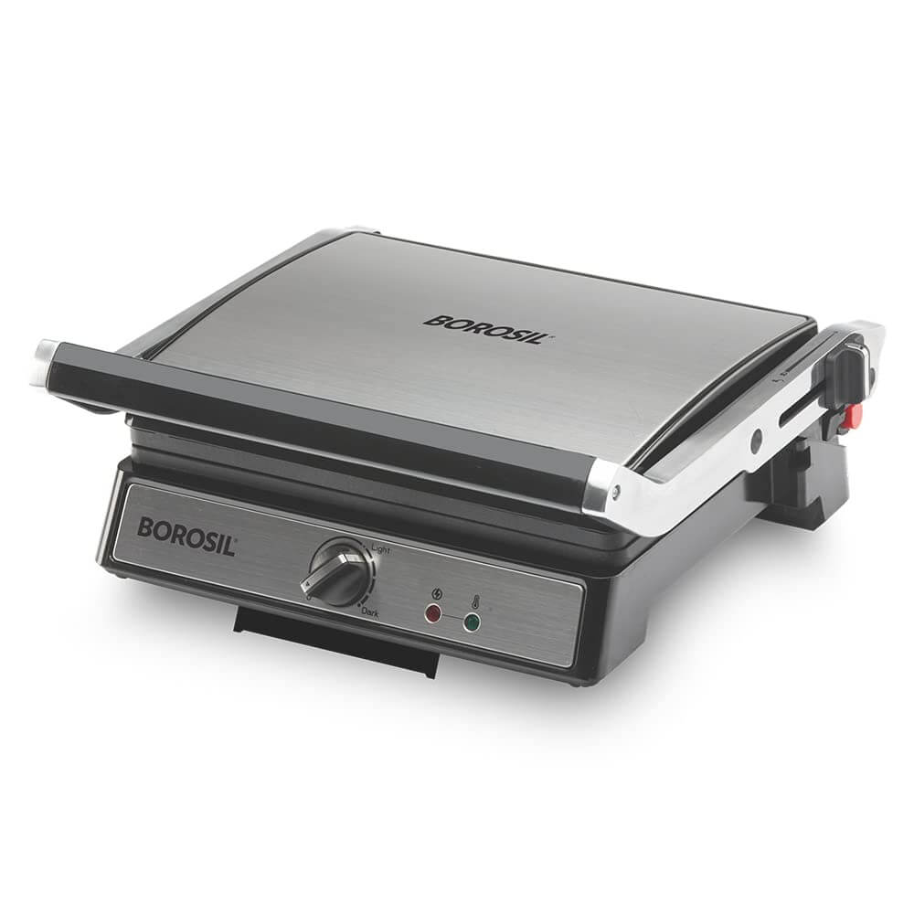 Borosil Super Jumbo 4-Sandwich Grill Maker 2000W Non-Stick Electric Toaster with 180° Opening