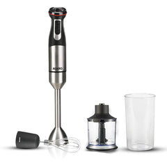 AGARO Grand 1000W Hand Blender Set with Chopper, Beaker & Whisker - Stainless Steel Blades, Speed Regulator (Black)
