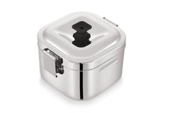 Coconut Cube Stainless Steel Insulated Hot Pot – Square Casserole with Clamp Lock Lid (Silver)