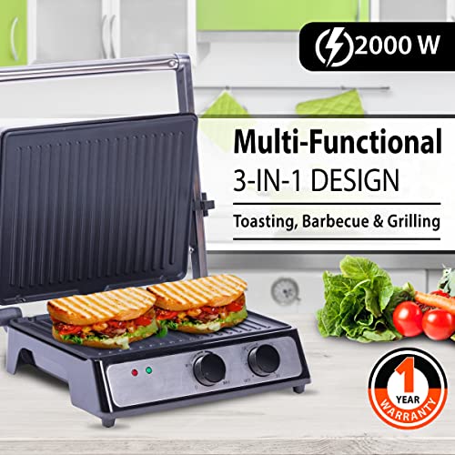 AGARO Grand 2000W Super Jumbo Sandwich Maker with Non-Stick Grill Plates