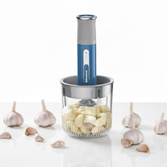Brewine USB Rechargeable Cordless Vegetable Chopper 400ml Glass Bowl | Mini Food Processor with Garlic Peeler | 3 Bowls Included