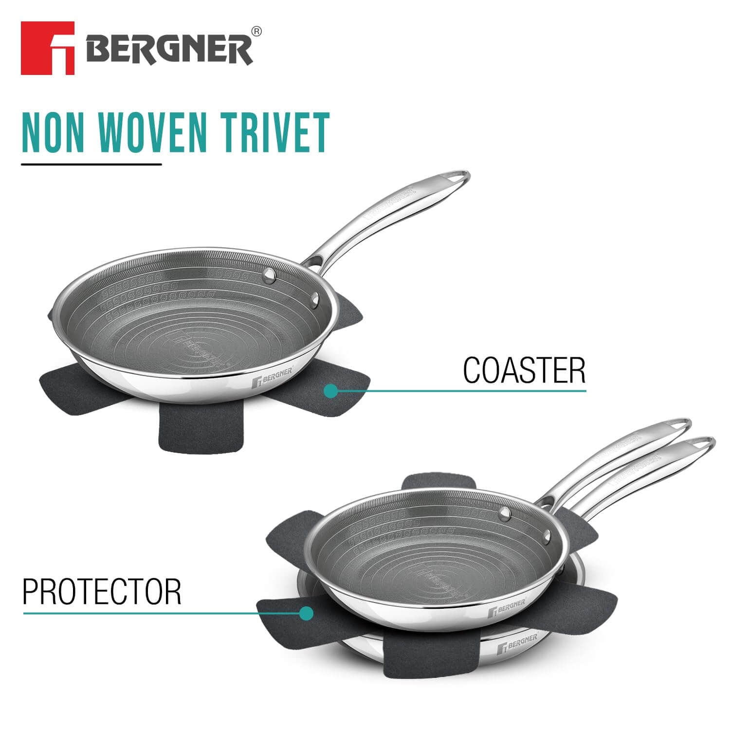 BERGNER Hi-Tech Giro Triply Ceramic Coated Roti Tawa with Stay Cool Handle, Induction Compatible