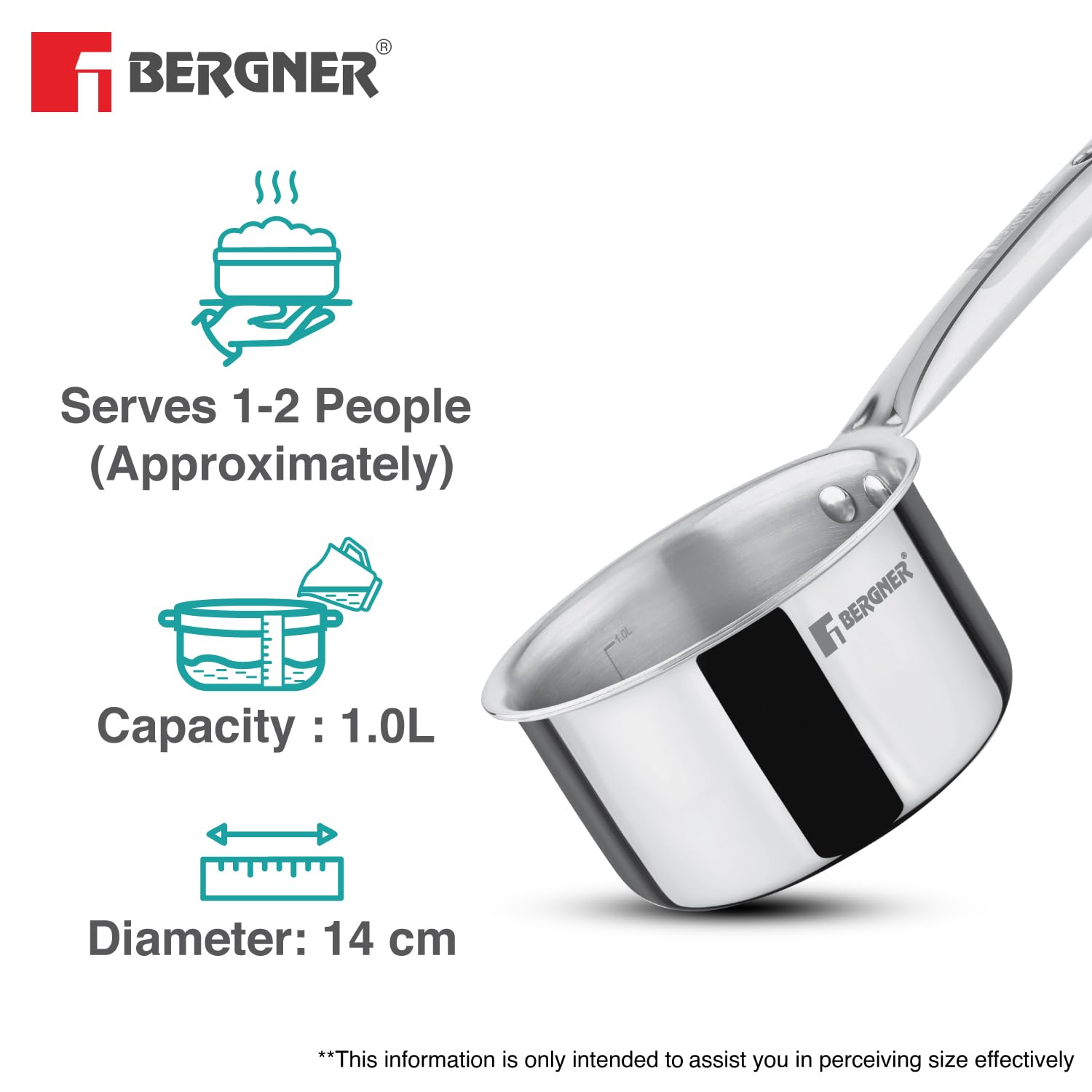 Bergner Tripro Triply Stainless Steel 3-Piece Cookware Set with Tope & Teapan for Induction