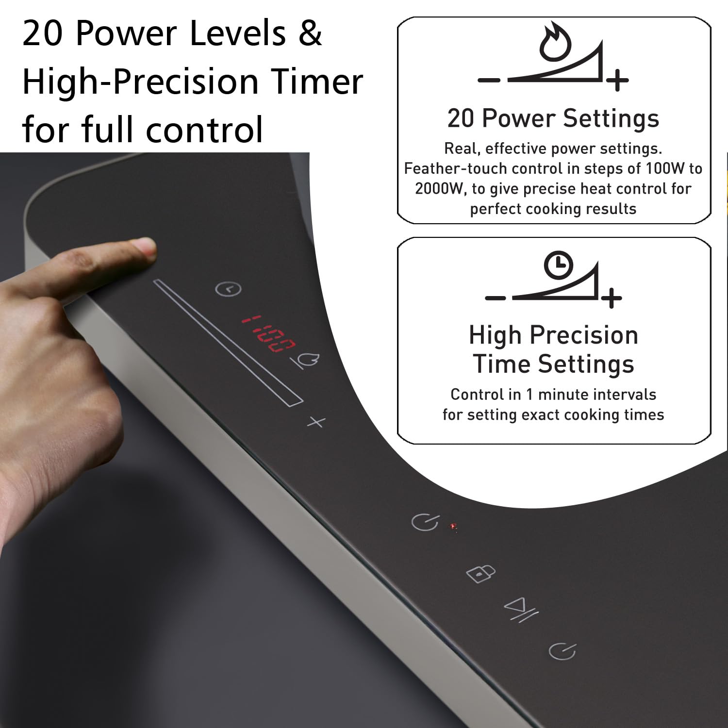 Hawkins Futura Dual Hob Induction Cooktop 3600W | 2 Burner | Auto Cut-off | Child Lock | 20 Power Levels | Black (FIC2A1)