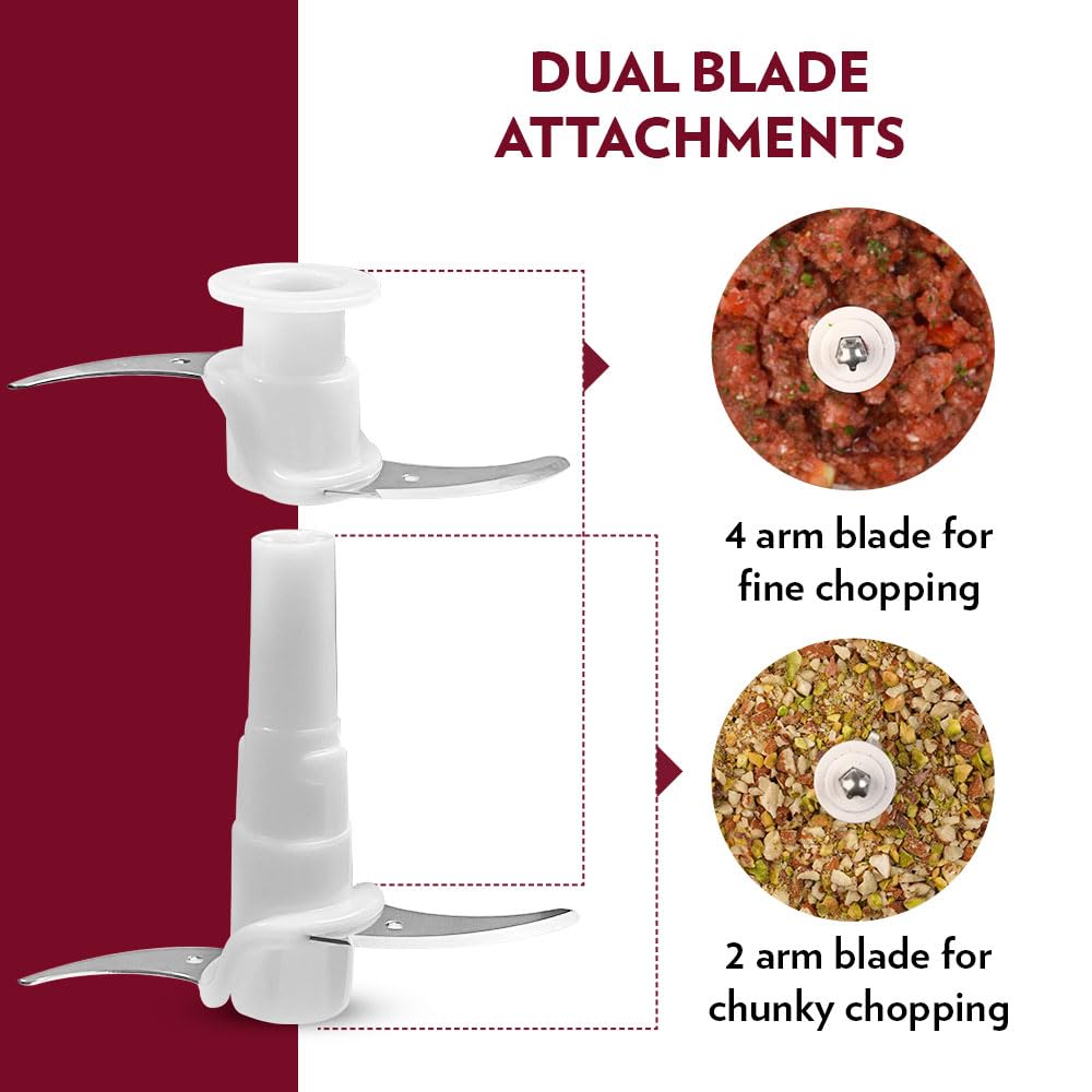 Borosil Chef Delite 300W Electric Chopper - Twin Blade, 600ml Bowl