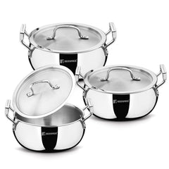 Bergner TriPro Triply Casserole Set 16cm, 18cm and 20cms (BGIN-6612)