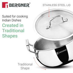 Bergner TriPro Triply Casserole Set 16cm, 18cm and 20cms (BGIN-6612)