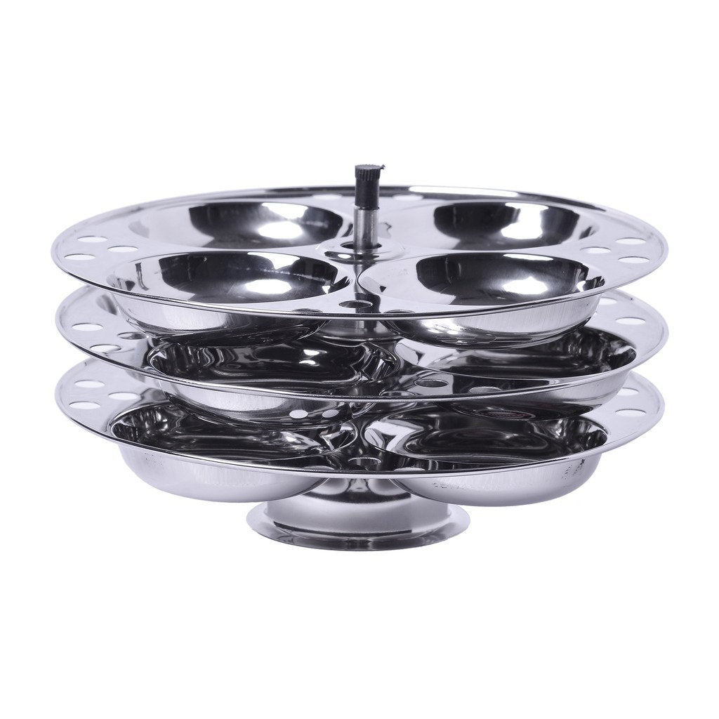 Embassy Deluxe Idli Stand, 3 Plates – 12 Idlis (Stainless Steel)