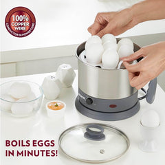 Borosil 1.3L Electric Multi Kettle with Egg Tray, Idli Stand & Steamer | 600W