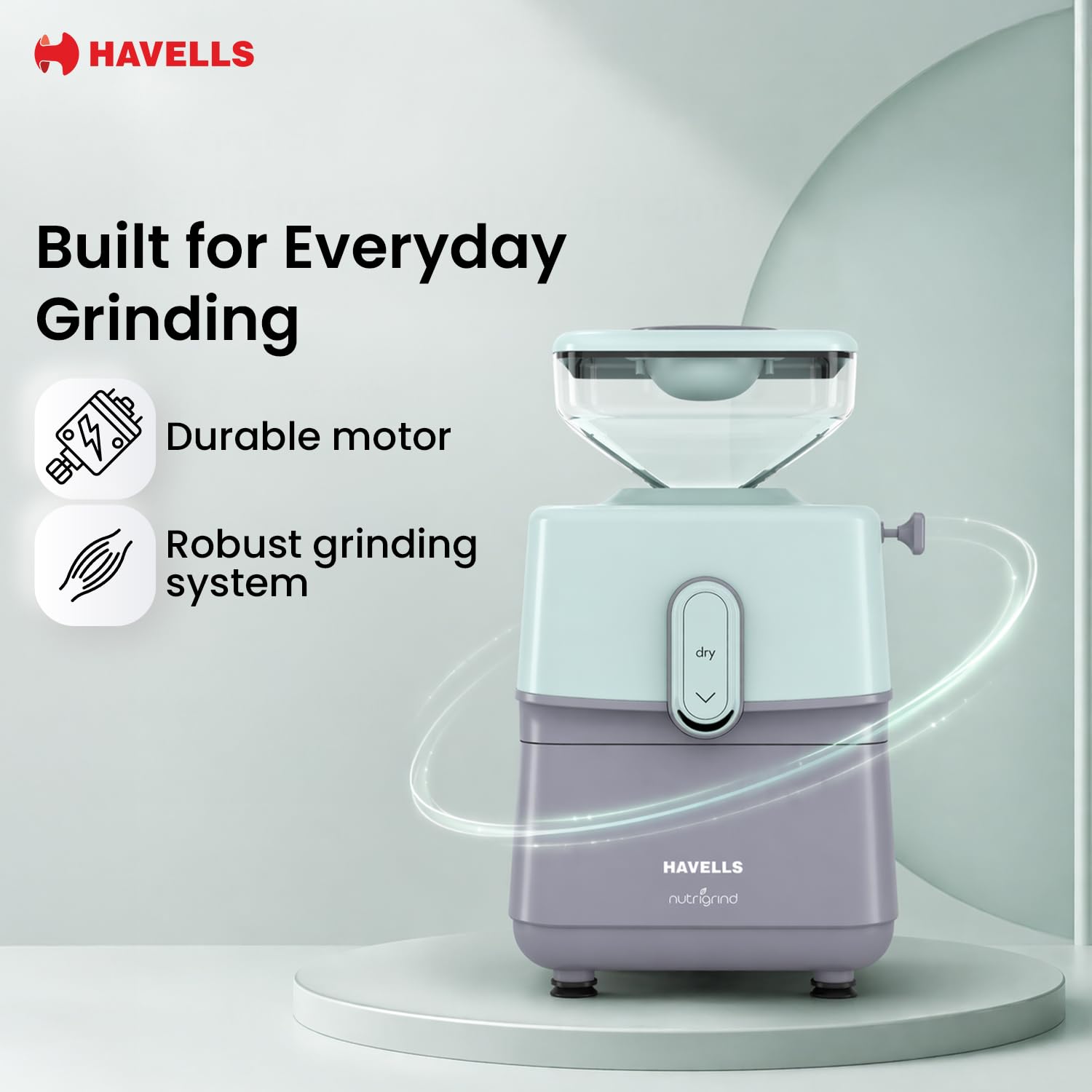 Havells Nutrigrind Atta Mill 400W Stone Grain Mill | 1400 RPM Dry Grinding | Flour, Spice & Grain Grinder