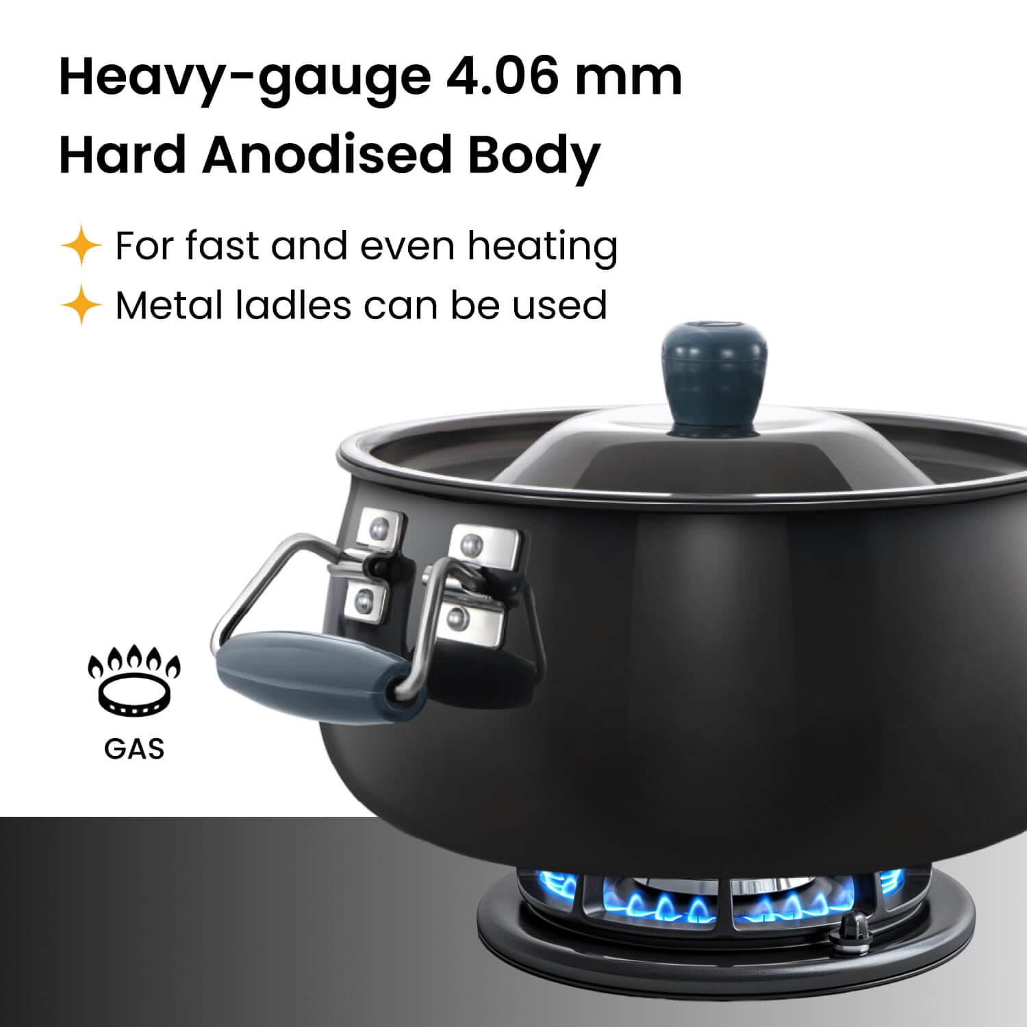 Hawkins Futura 8L BigBoy Biryani Handi Hard Anodised Pot with Lid Black ABH8