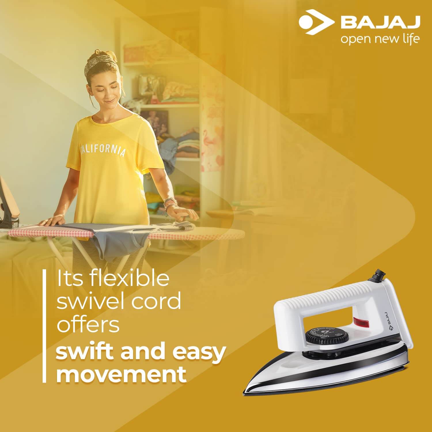 Bajaj Popular Lightweight 1000W Dry Iron - White