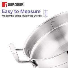 BERGNER BE Essentials Triply 21cm Multi Kadai Set - Idli Appam Steamer Induction Compatible