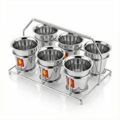 Fawn Stainless Steel Coffee Glass Set 6 Pieces with Stand