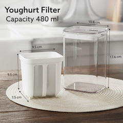 AGARO Greek Yogurt Maker & Curd Strainer, 1100ml BPA-Free Yogurt Strainer with Fine Mesh Filter, Whey Separator for Homemade Greek Yogurt, Curd, Cheese & Dairy