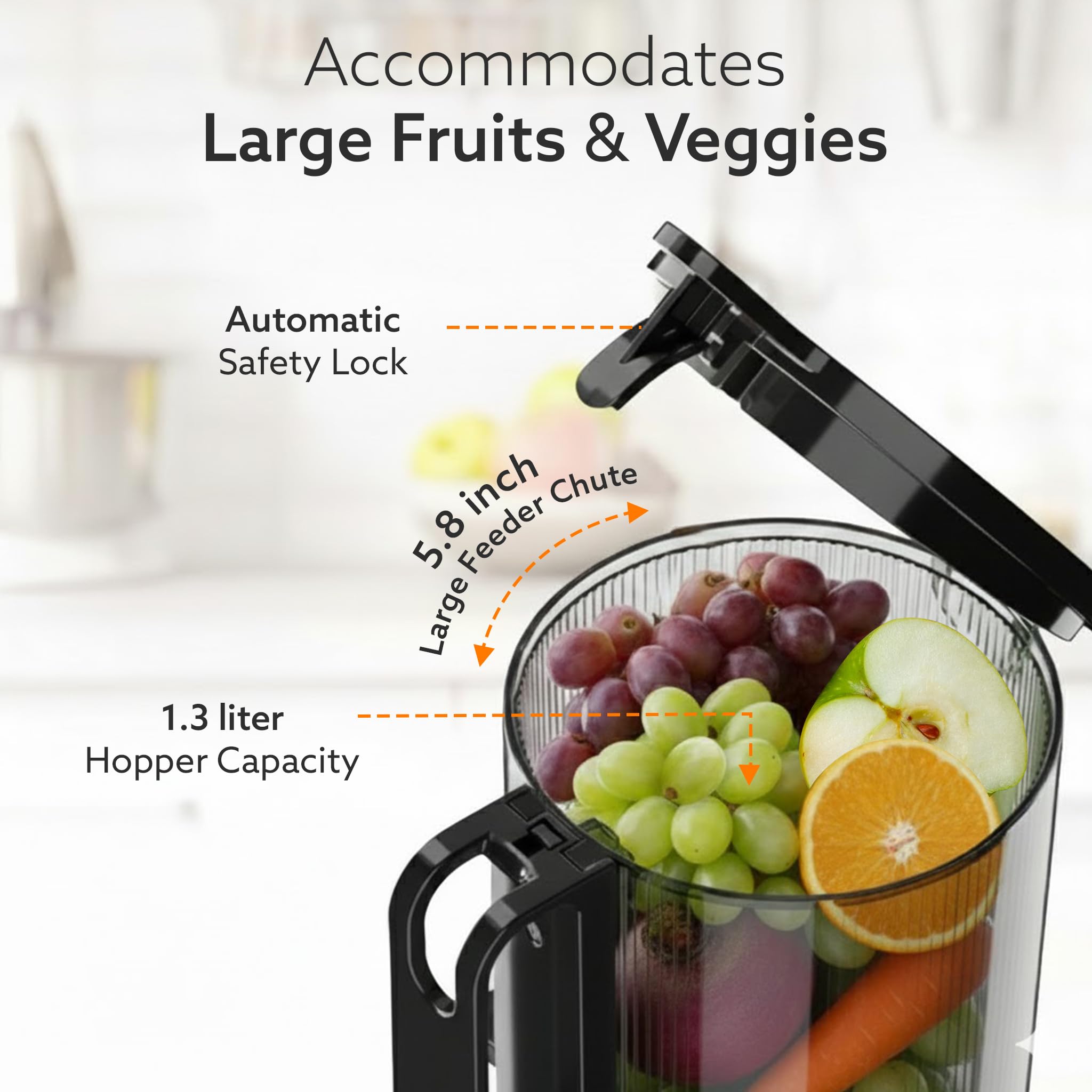 AGARO Regal Cold Press Slow Juicer 250W with Wide 5.8" Chute | 65 RPM