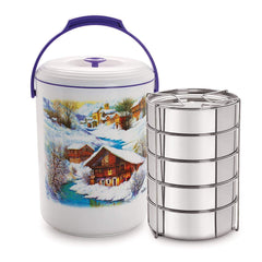 Cello Mega Hot 5 Container Insulated Stainless Steel Lunch Pack