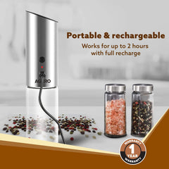 AGARO Gravity Automatic Salt Pepper Grinder Rechargeable Stainless Steel Mill