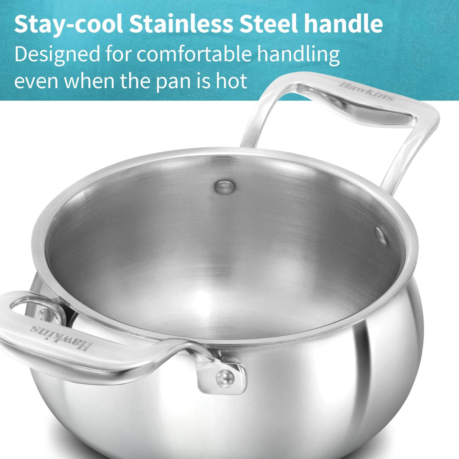 Hawkins Pro 2L Triply Stainless Steel Handi with Lid - Cooking & Serving Pan (PSH20S)