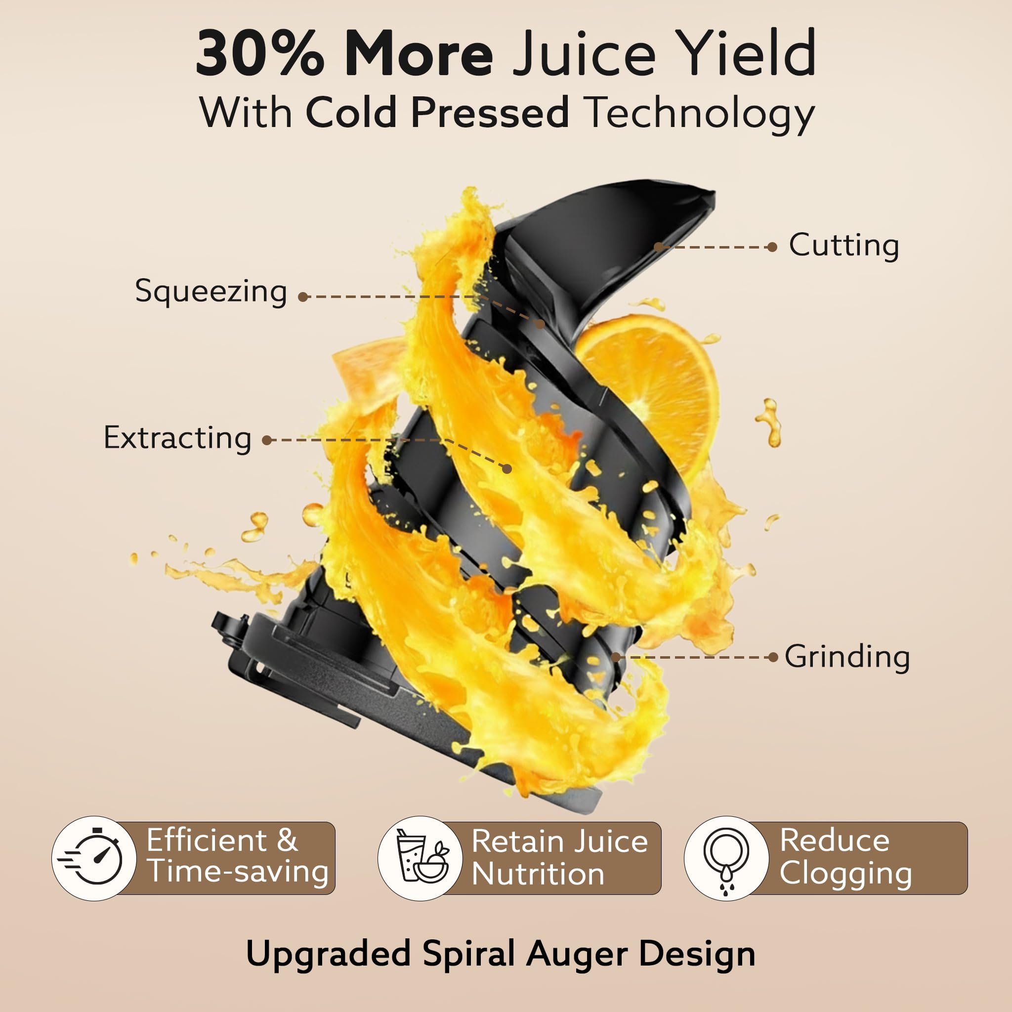 AGARO Regal Cold Press Slow Juicer 250W with Wide 5.8" Chute | 65 RPM