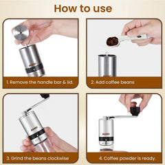 AGARO Elite Manual Coffee Grinder, Ceramic Burr, Stainless Steel Body, Adjustable Settings