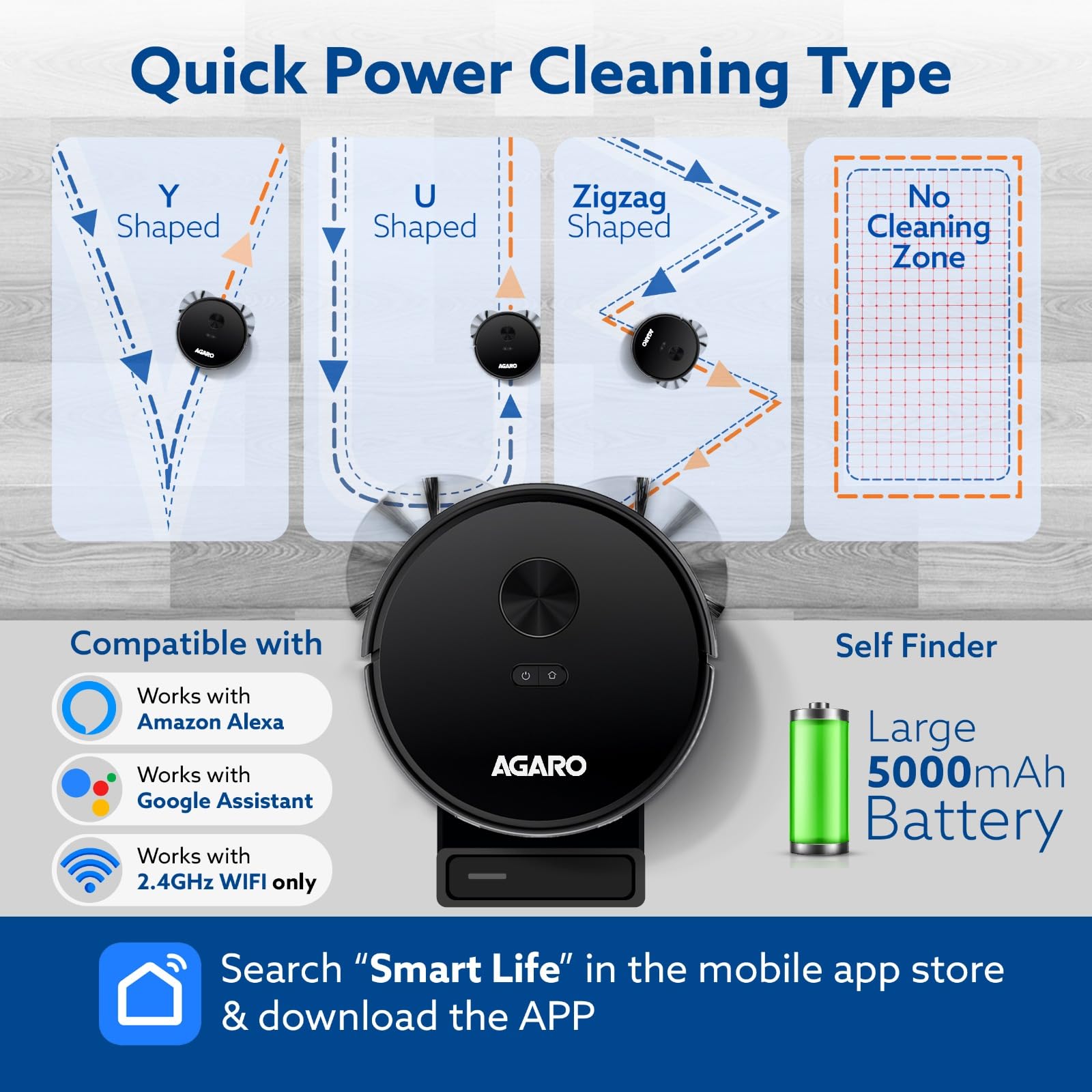 AGARO Imperial Robot Vacuum Cleaner with Mop, 10000Pa Suction, Lidar Navigation, App Control