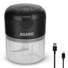 AGARO Elite Rechargeable Mini Electric Chopper | 250ml BPA-Free Food-Grade Bowl | Stainless Steel Blades