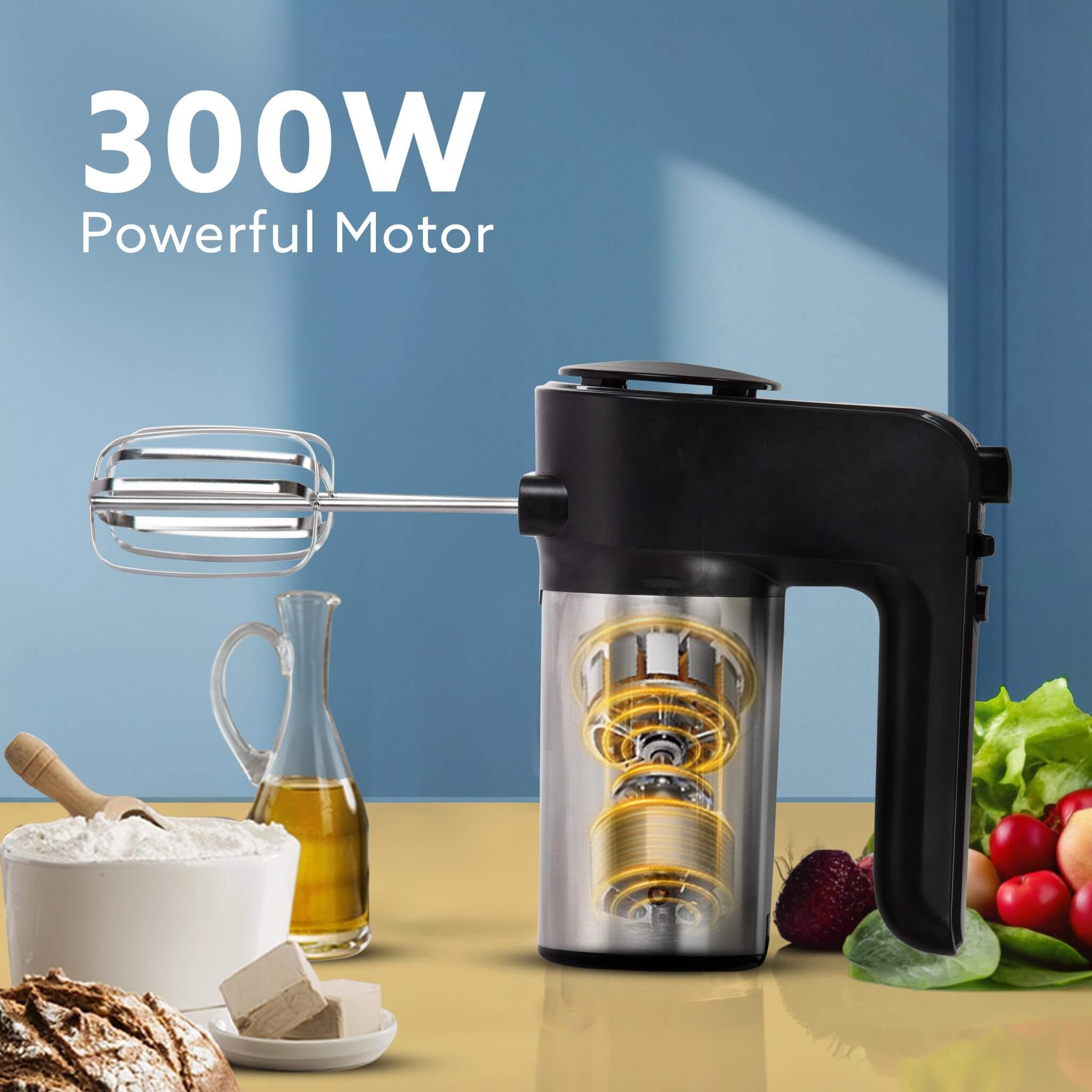 AGARO Elegant Hand Mixer 300W - Professional Electric Beater with 6-Speed Settings & Turbo Function