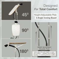 Hamilton Beach 2000W Professional Garment Steamer with Stand - 45g/min Steam, 20s Heat-Up, 6 Levels