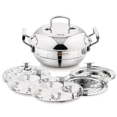 BERGNER BE Essentials Triply 21cm Multi Kadai Set - Idli Appam Steamer Induction Compatible