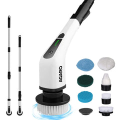 AGARO Royal Electric Spin Scrubber, 400RPM, 8 Brush Heads, 90-Min Battery Life, Adjustable Speeds & Sizes