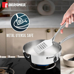Bergner Argent Saira Saiba Triply Stainless Steel 3 Pcs Cookware Set - Multi Frypan, Casserole & Lid