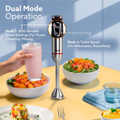 AGARO Royal 1500W Hand Blender Set with Chopper & Whisker - 20 Speed Settings with Copper Motor (Black)