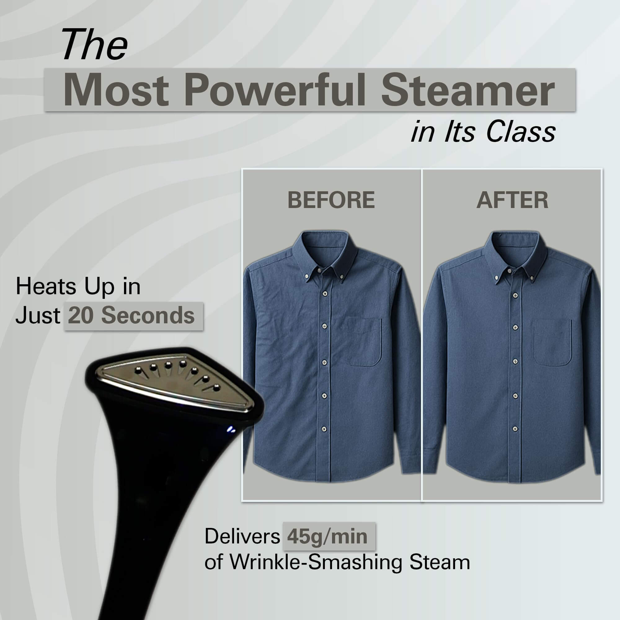 Hamilton Beach 2000W Professional Garment Steamer with Stand - 45g/min Steam, 20s Heat-Up, 6 Levels