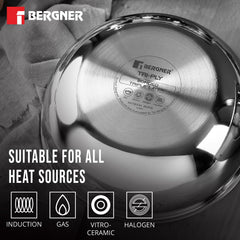 Bergner Hitech Triply Non-Stick MEsh Pattern Tasla with Induction Bottom