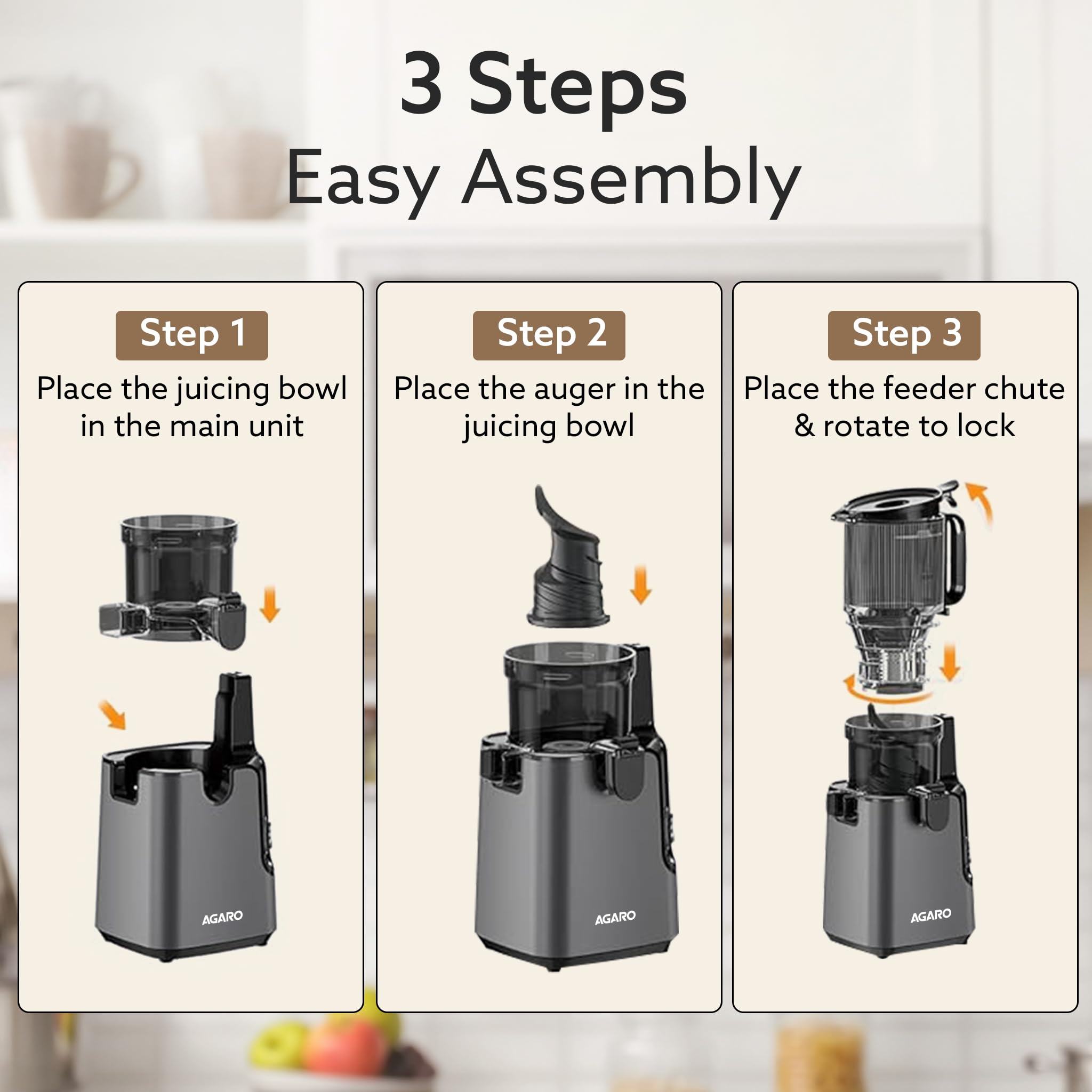AGARO Regal Cold Press Slow Juicer 250W with Wide 5.8" Chute | 65 RPM