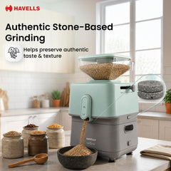 Havells Nutrigrind Atta Mill 400W Stone Grain Mill | 1400 RPM Dry Grinding | Flour, Spice & Grain Grinder