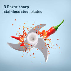 AGARO Elite Rechargeable Mini Electric Chopper | 250ml BPA-Free Food-Grade Bowl | Stainless Steel Blades