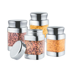 JVL Square Canister Airtight Steel Lid Kitchen Dry Storage Jar